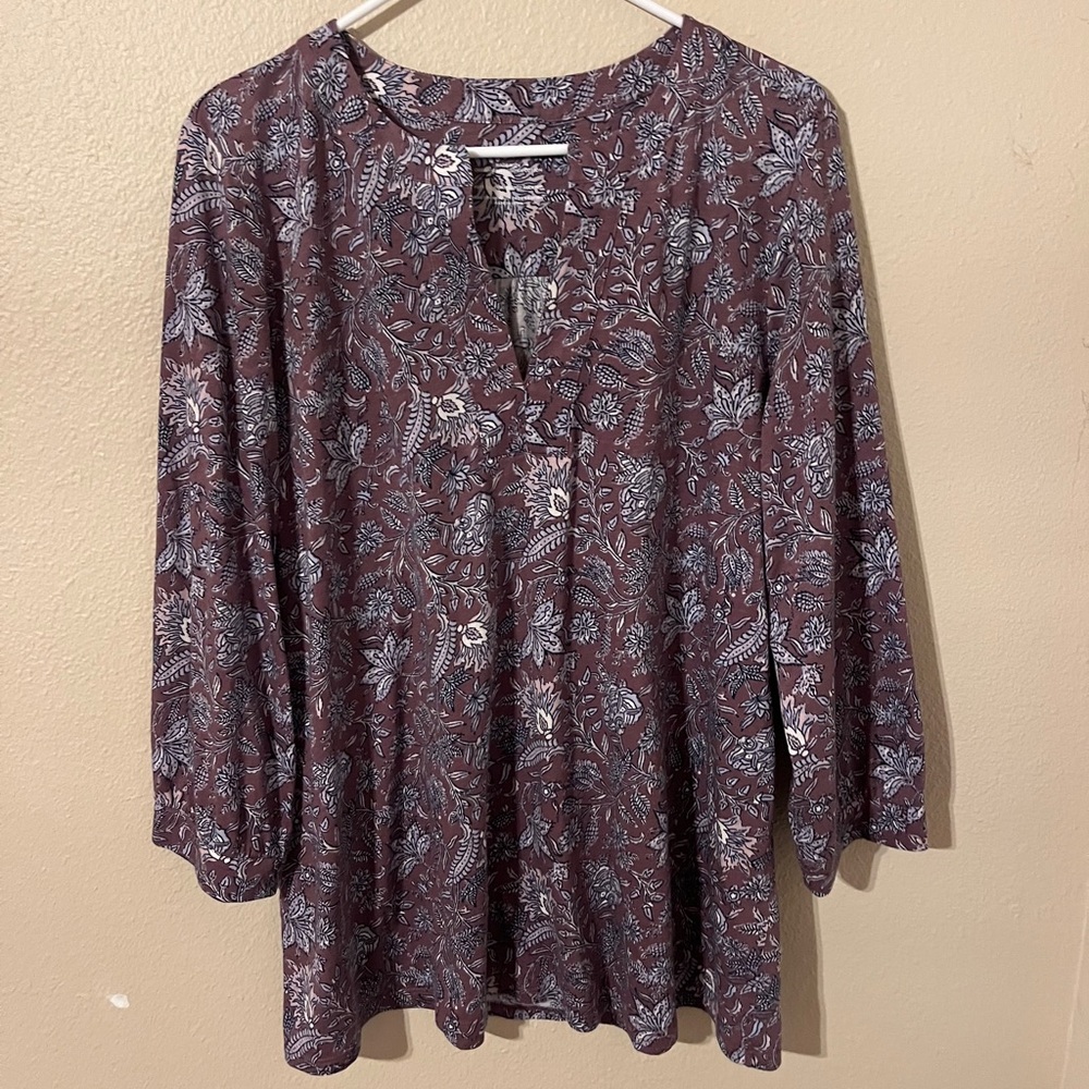 Purejill 100% Organically Grown Cotton Multicolored Women's Blouse Size L